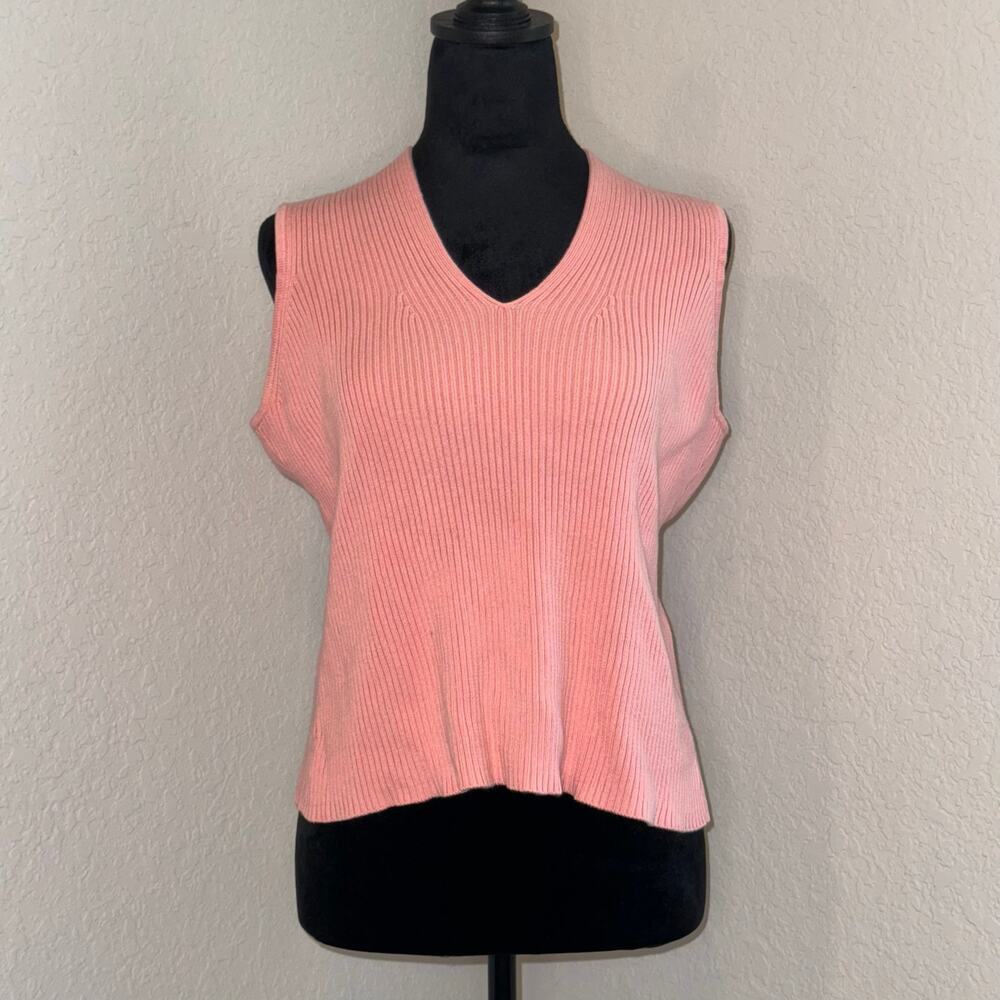 Axcess Pink‎ V-Neck Ribbed Sweater Tank Boho Casual Women's Size Large